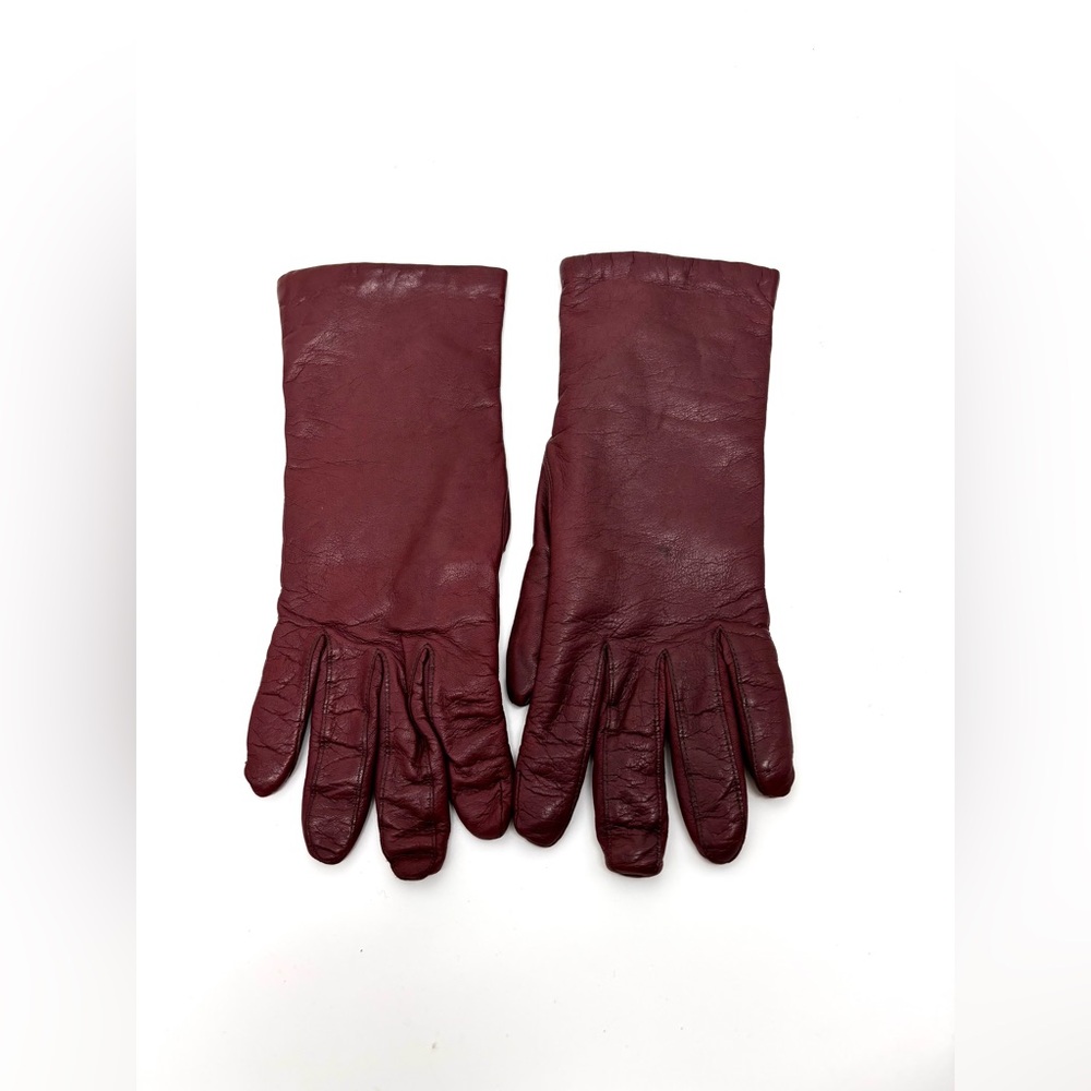 Vintage Leather Gloves – Cashmere & Lambswool Lined – Burgundy